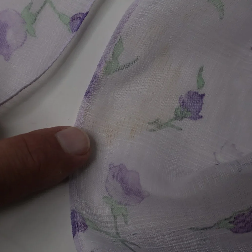 Vintage Sheer Lavender Floral Scarf Purple Flower Print Lightweight Wrap 60in